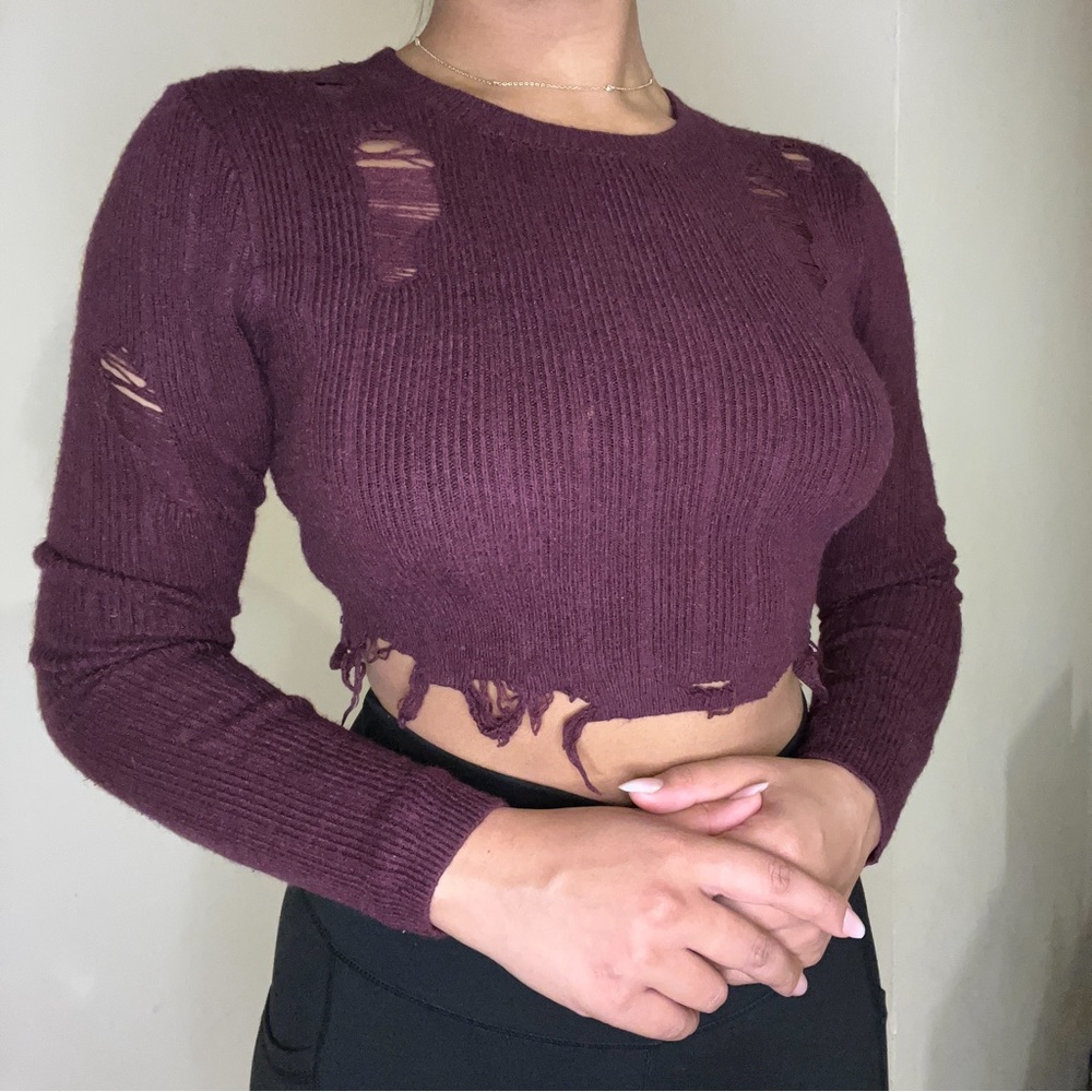 cropped distressed sweater